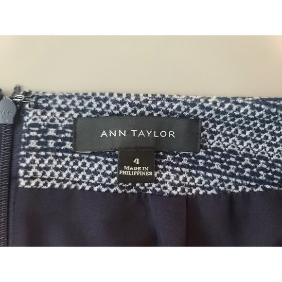 Ann Taylor blue white stripe career office pencil skirt - 4 - Picture 2 of 4